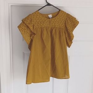 Ruffled eyelet yellow top